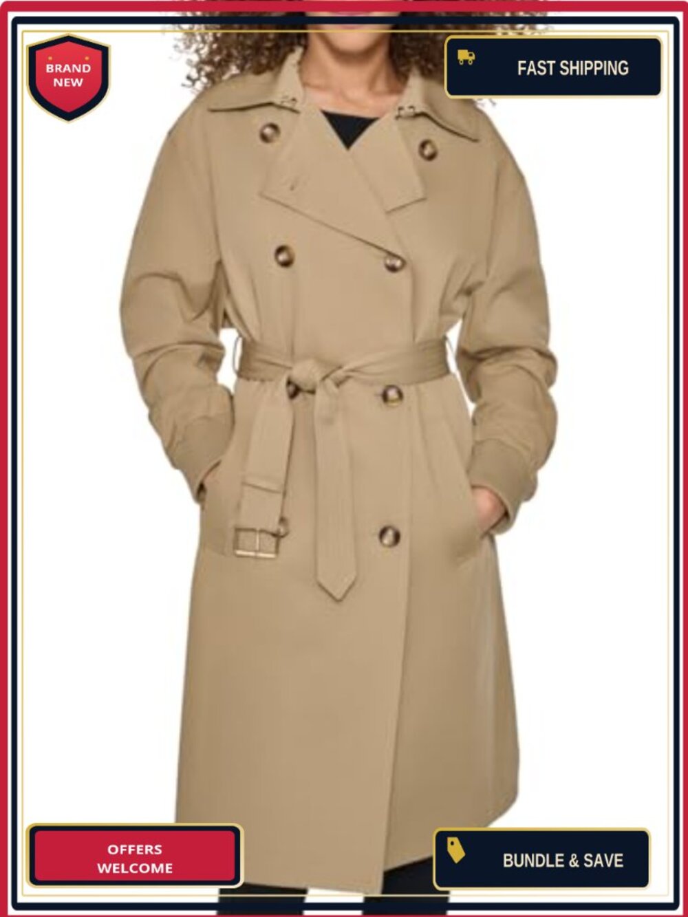 Long Belted Trench Coat with Bomber Sleeves